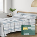 Full Size Organic Cotton Percale Sheets - 4 PC Dotted Stripe Set