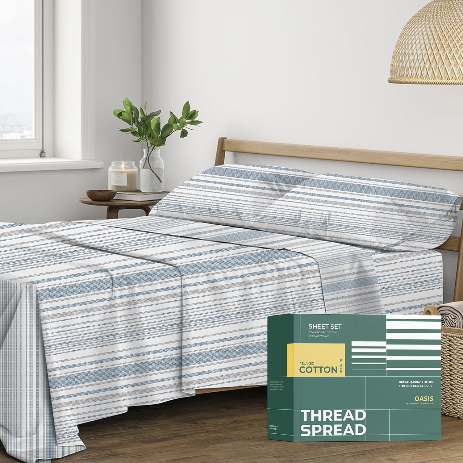 100% Organic Cotton Printed Sheets Full Size - 4 PC Set