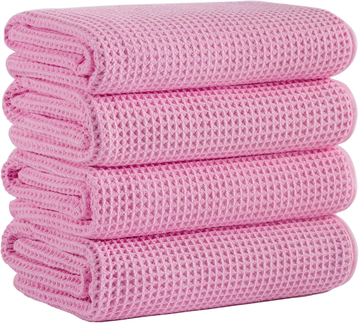 Microfiber Waffle Bath Towels Set of 4, Soft and Absorbent