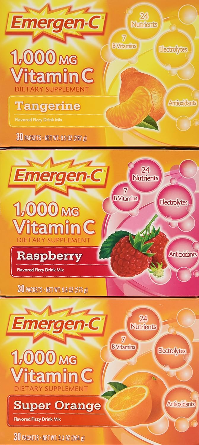 Emergen-C Vitamin C 1000mg Drink Mix 90 Packets Variety
