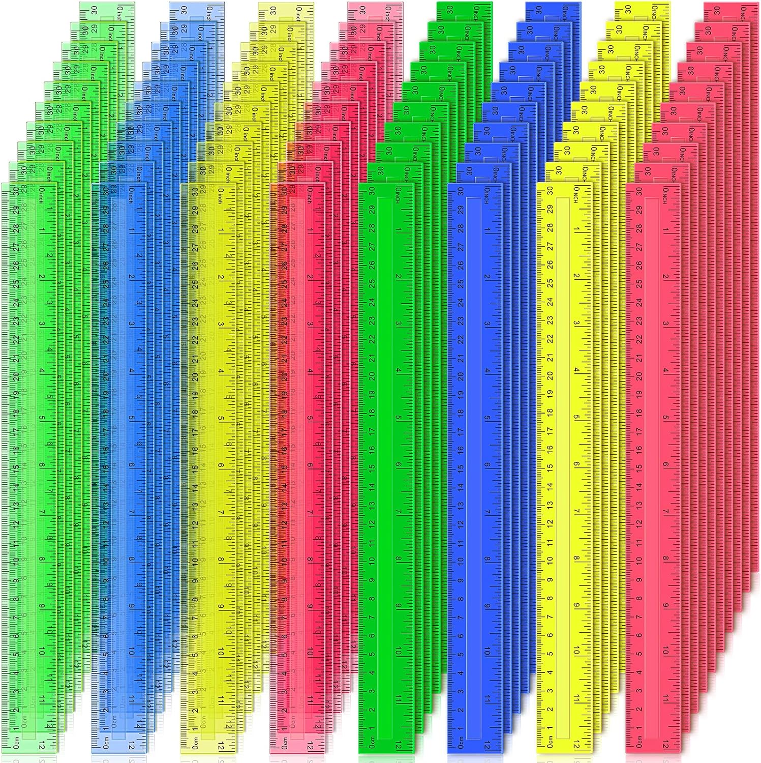 504 Pcs 12 Inch Plastic Rulers Set for Kids and Classroom Use