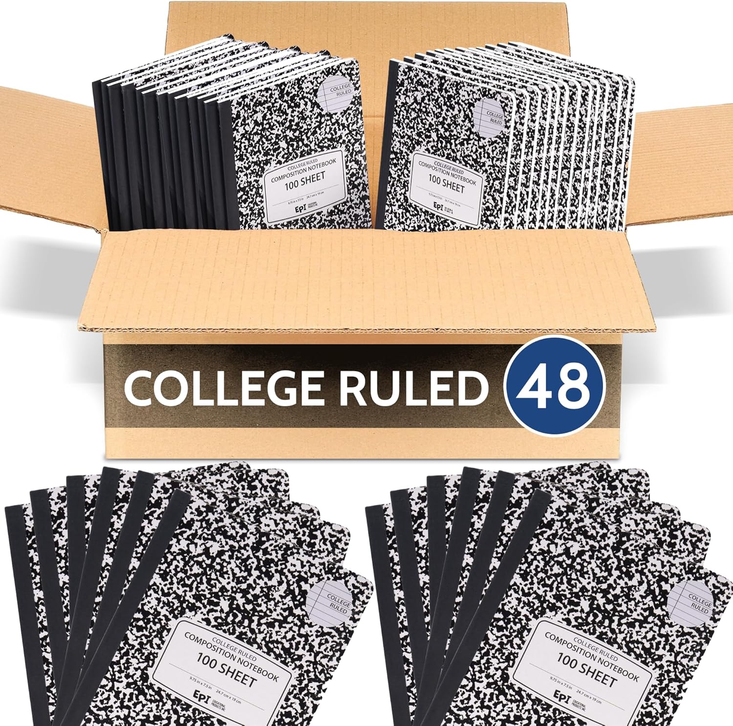 EPI Marble Hardcover Composition Notebook - Perfect for School
