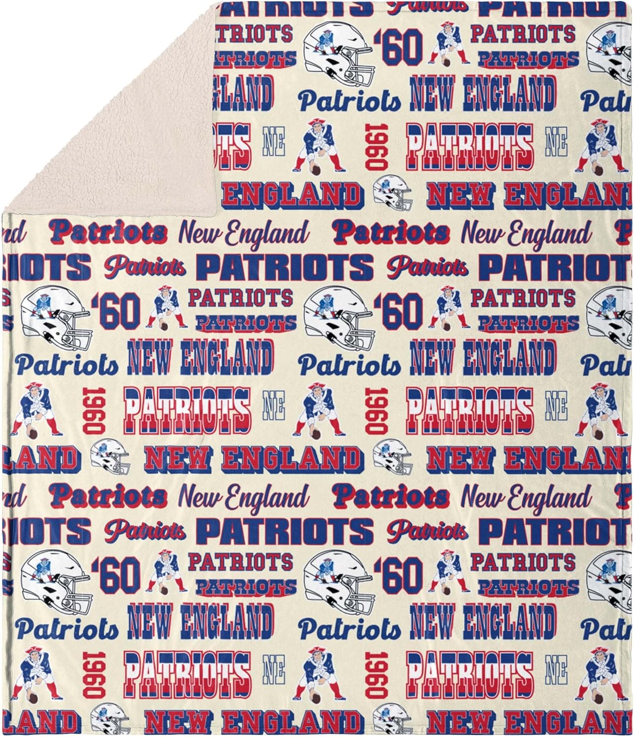 FOCO NFL Team Logo Retro Sherpa Fleece Plush Throw Blanket