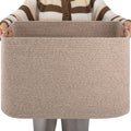 XXLarge Rectangle Blanket Basket 96L - Foldable Cotton Storage Basket