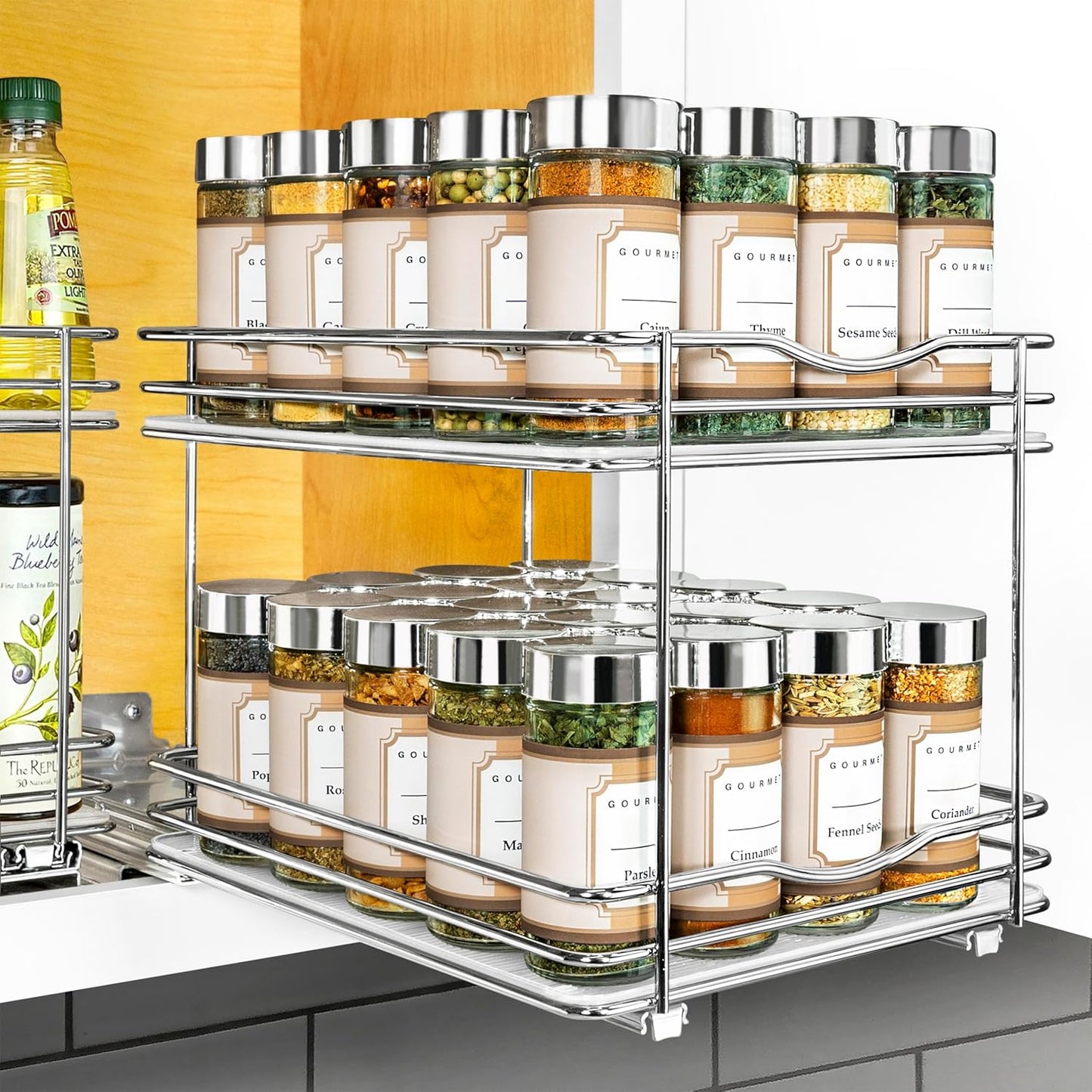 LYNK PROFESSIONAL Pull Out Spice Rack Organizer for Cabinets