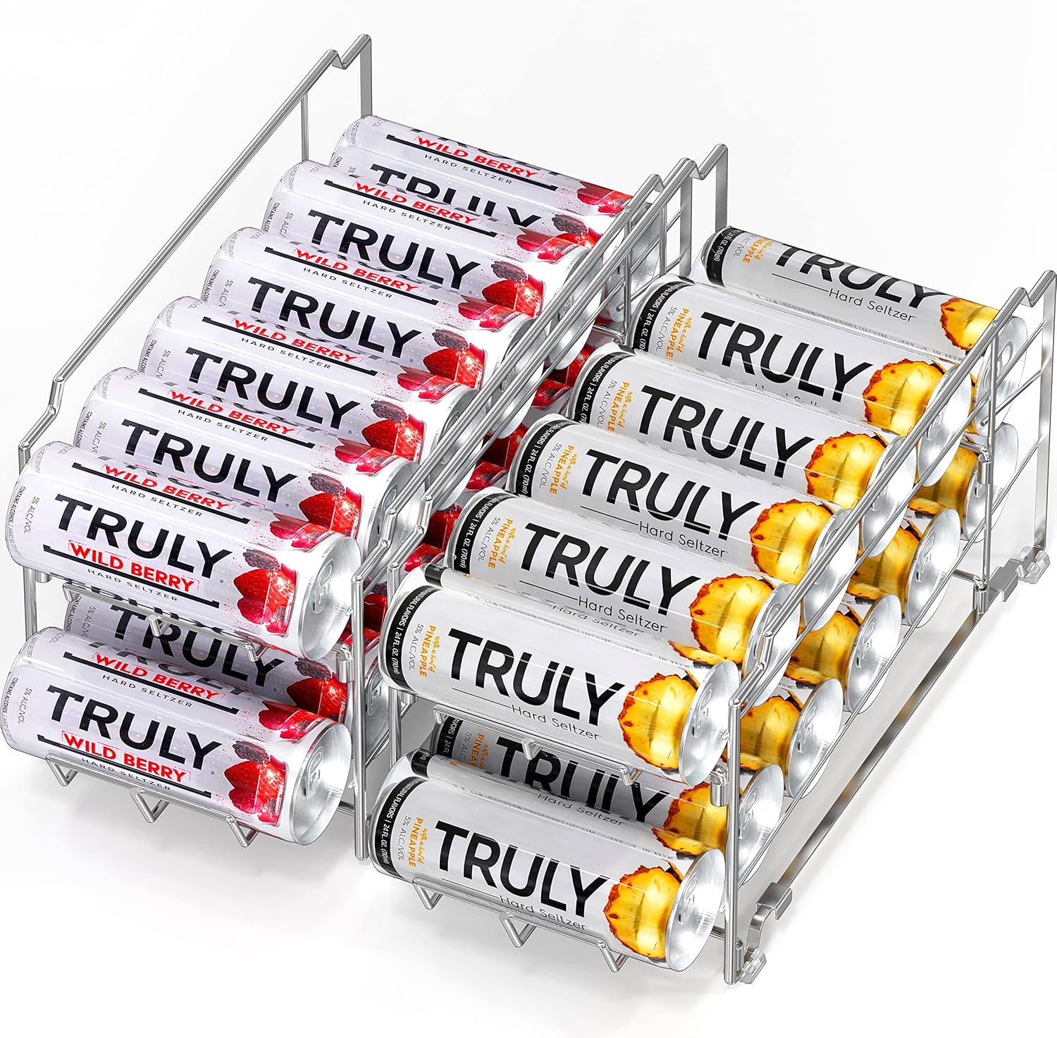 Front Loading Tall Skinny Can Dispenser for Organized Storage