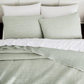 Sage Green Pick Stitch Twin Quilt Set - Lightweight Farmhouse Bedding