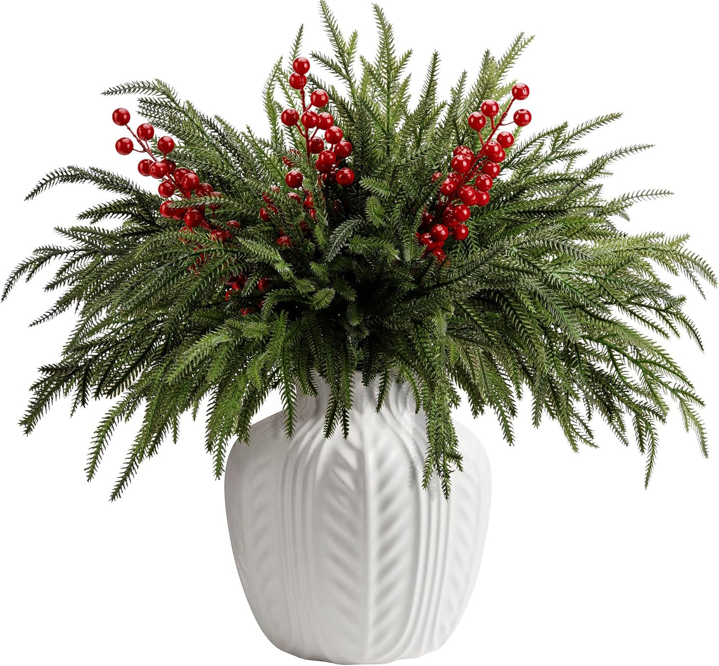 25 Pcs Christmas Norfolk Pine Branches for Festive Decor