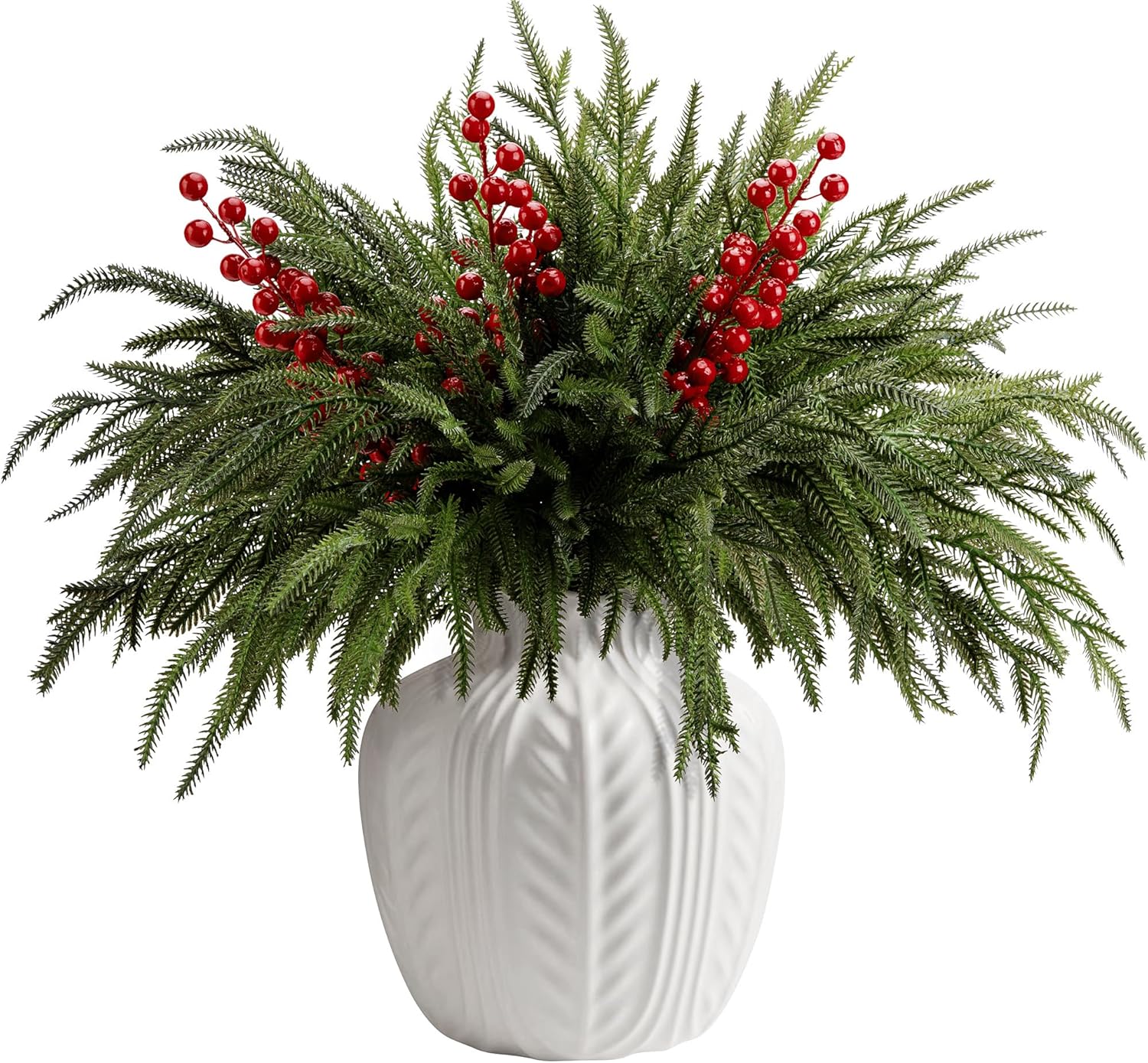25 Pcs Christmas Norfolk Pine Branches for Festive Decor