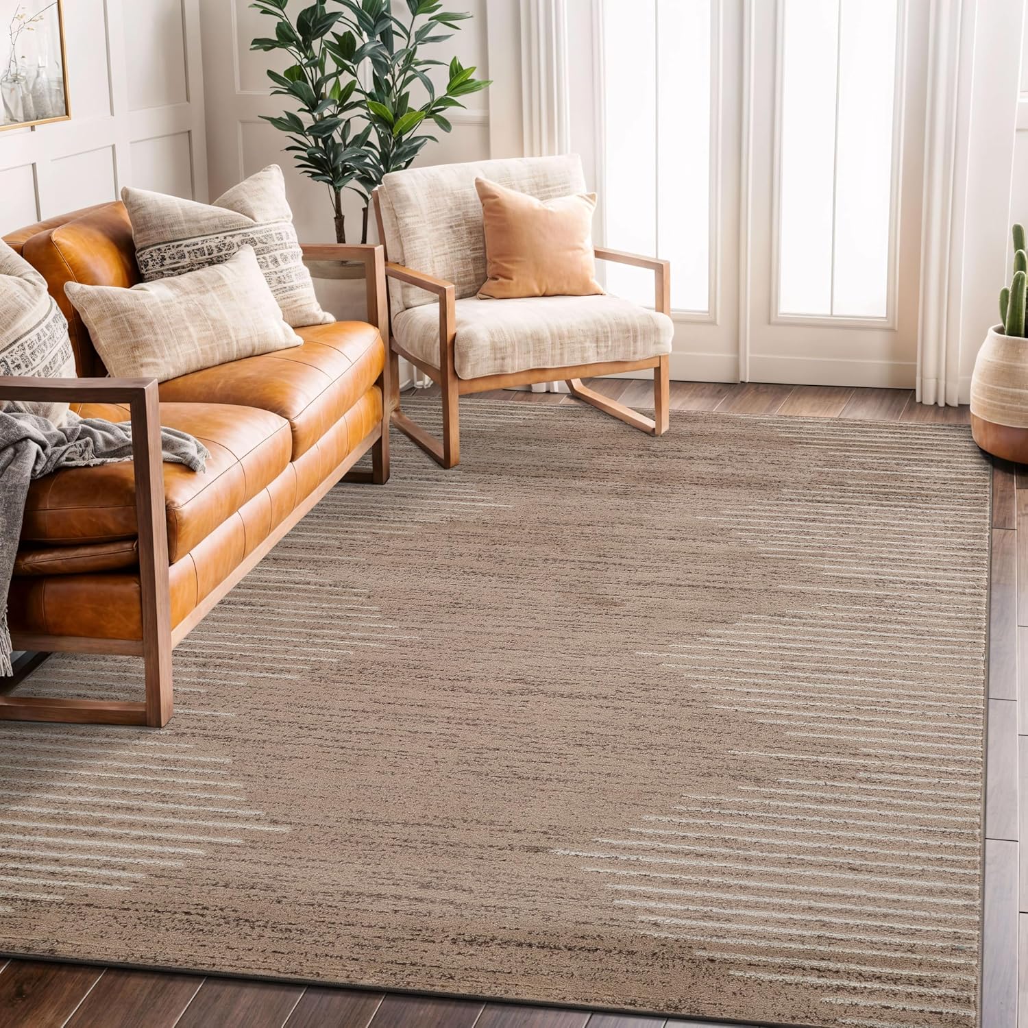 Bohemian Stripe Stain Resistant Area Rug for High Traffic Spaces