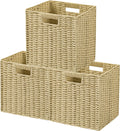 Wicker Storage Basket 3 Pack 11L x 11W x 10.5H - Foldable Cube Bins