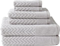 Organic Cotton Jacquard 6-Piece Towel Set Light Taupe - 650 GSM