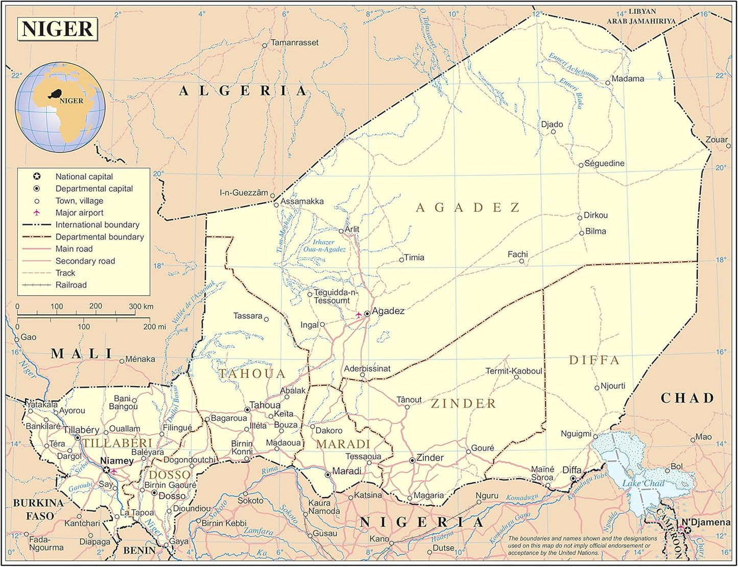 Large Detailed Niger Map: Political & Administrative | Palmetto Posters