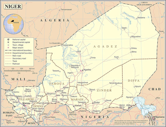 Large Detailed Niger Map: Political & Administrative | Palmetto Posters