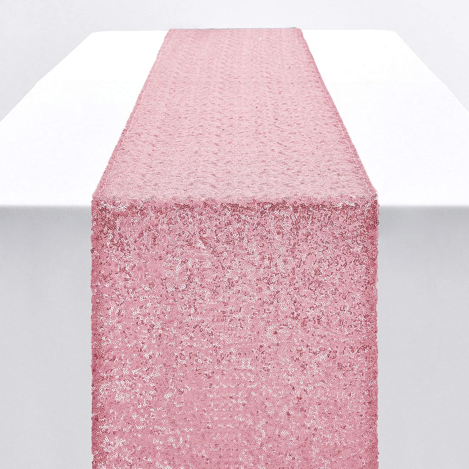 Rose Pink Sequin Table Runner for Weddings and Parties