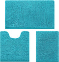 Teal Blue 3-Piece Bath Rug Set - Ultra Soft Non-Slip Chenille
