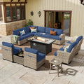 Versatile HOOOWOOO Outdoor Furniture Sectional Set with Fire Pit
