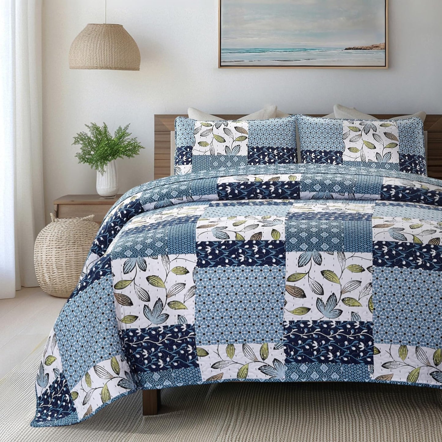 Pacific Coast Twin Quilt Set - Lightweight Floral Patchwork Design