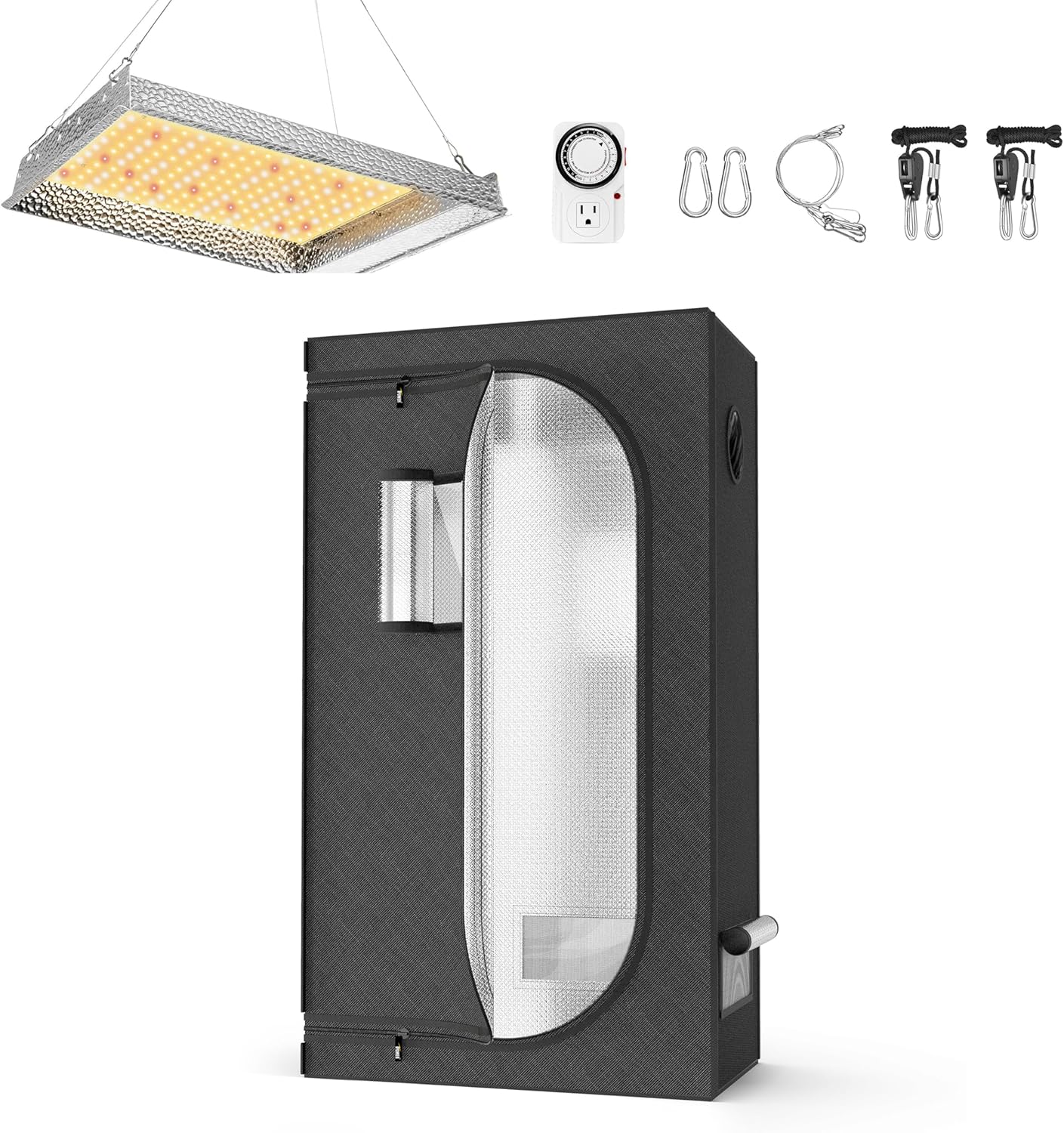iPower 24x24x55 Grow Tent Kit with 600W LED Grow Light - Faster Plant Growth