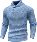 Mens Casual Pullover Turtleneck Cable Knit V Neck Sweater - Warm
