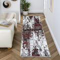 Modern Abstract Art Red 2x7 Area Rug - Distressed Color Play