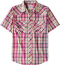 Dubinik Western Shirts for Men Short Sleeve Plaid Pearl Snap - Classic