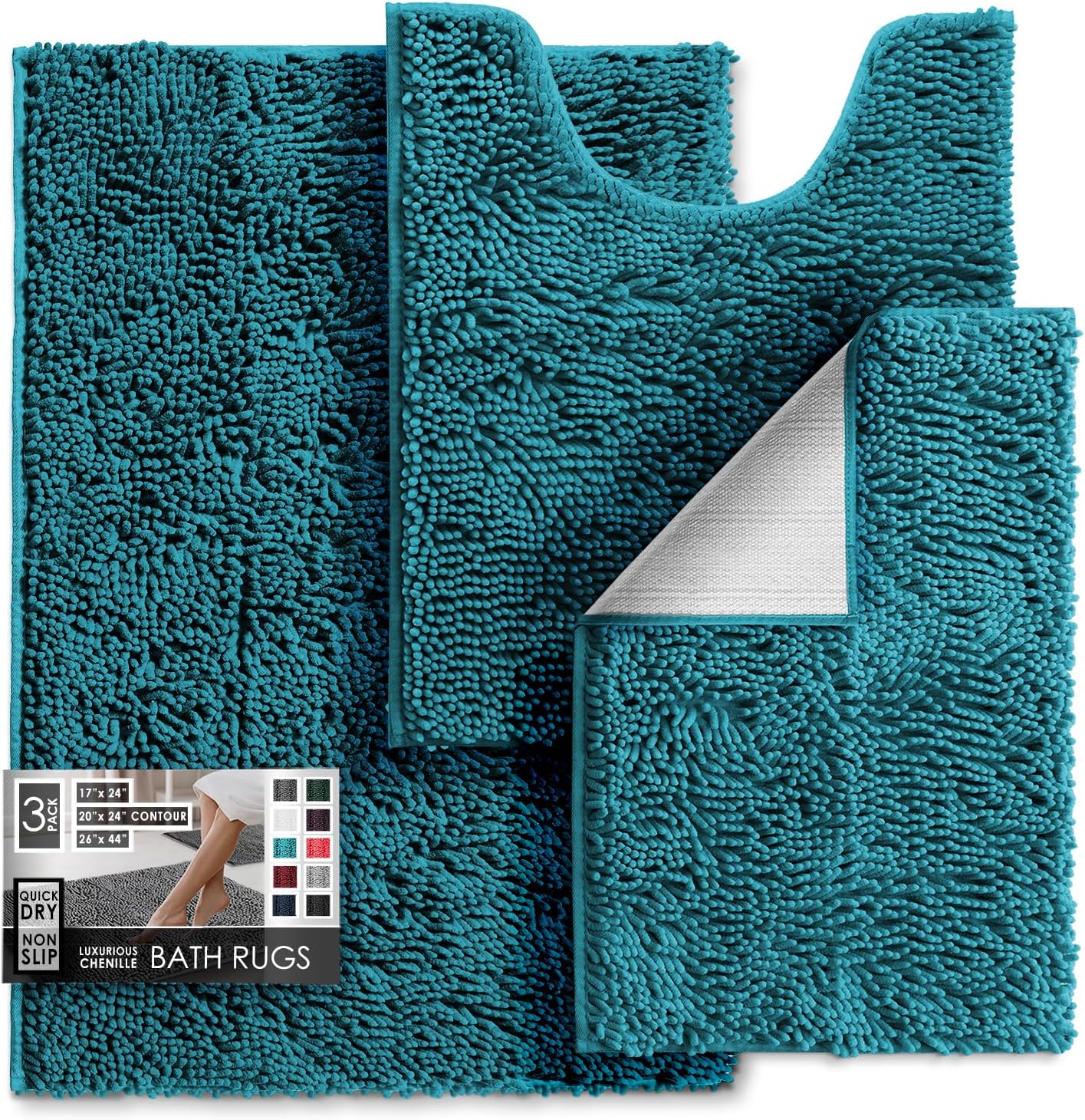 Hearth & Harbor Bathroom Rugs - Chenille Bath Mat Set