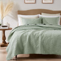 Sage Green Paisley Cotton Quilt Queen Size Bedding Set - Lightweight