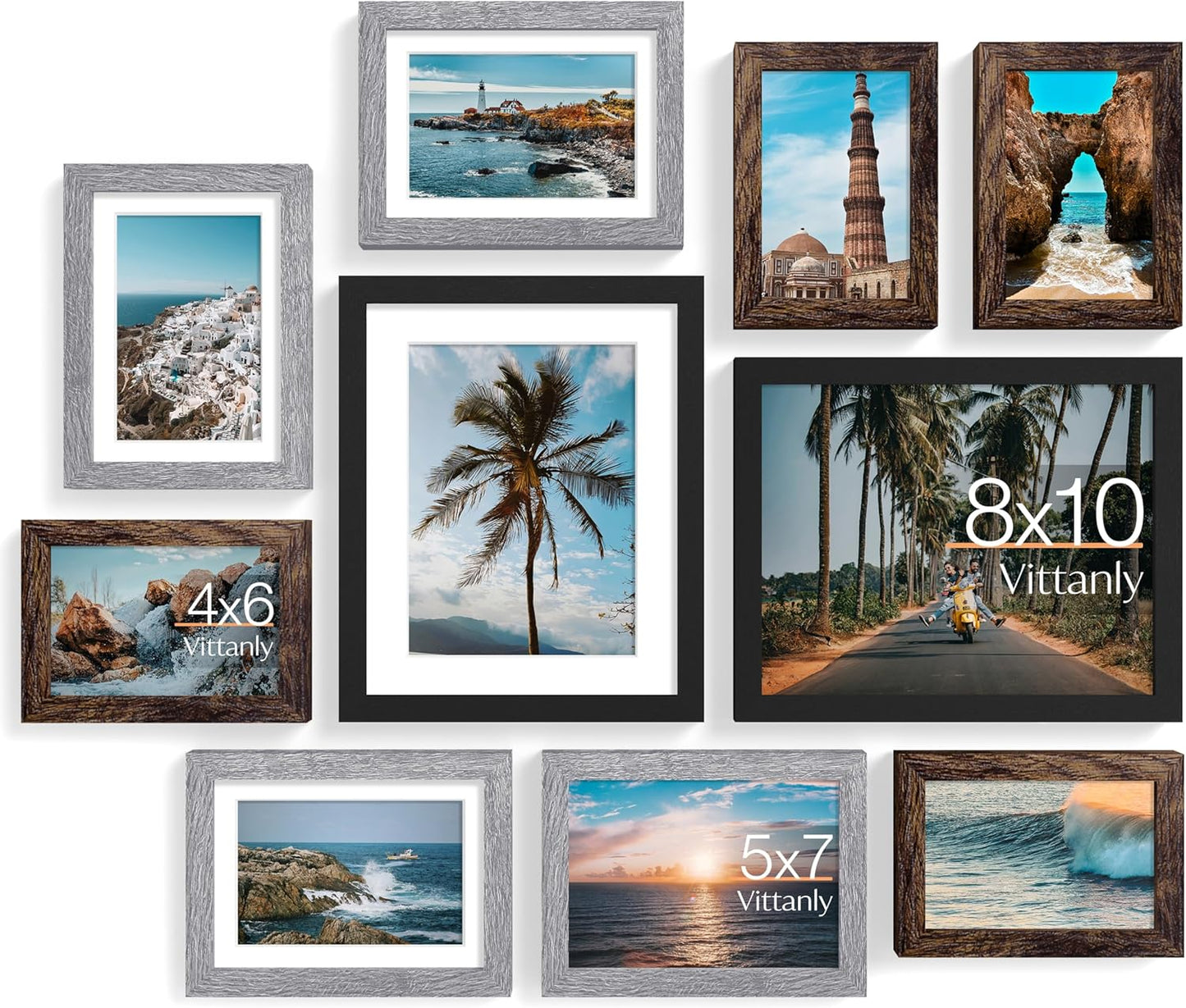 Vittanly Picture Frames Set of 10 for Stunning Gallery Walls