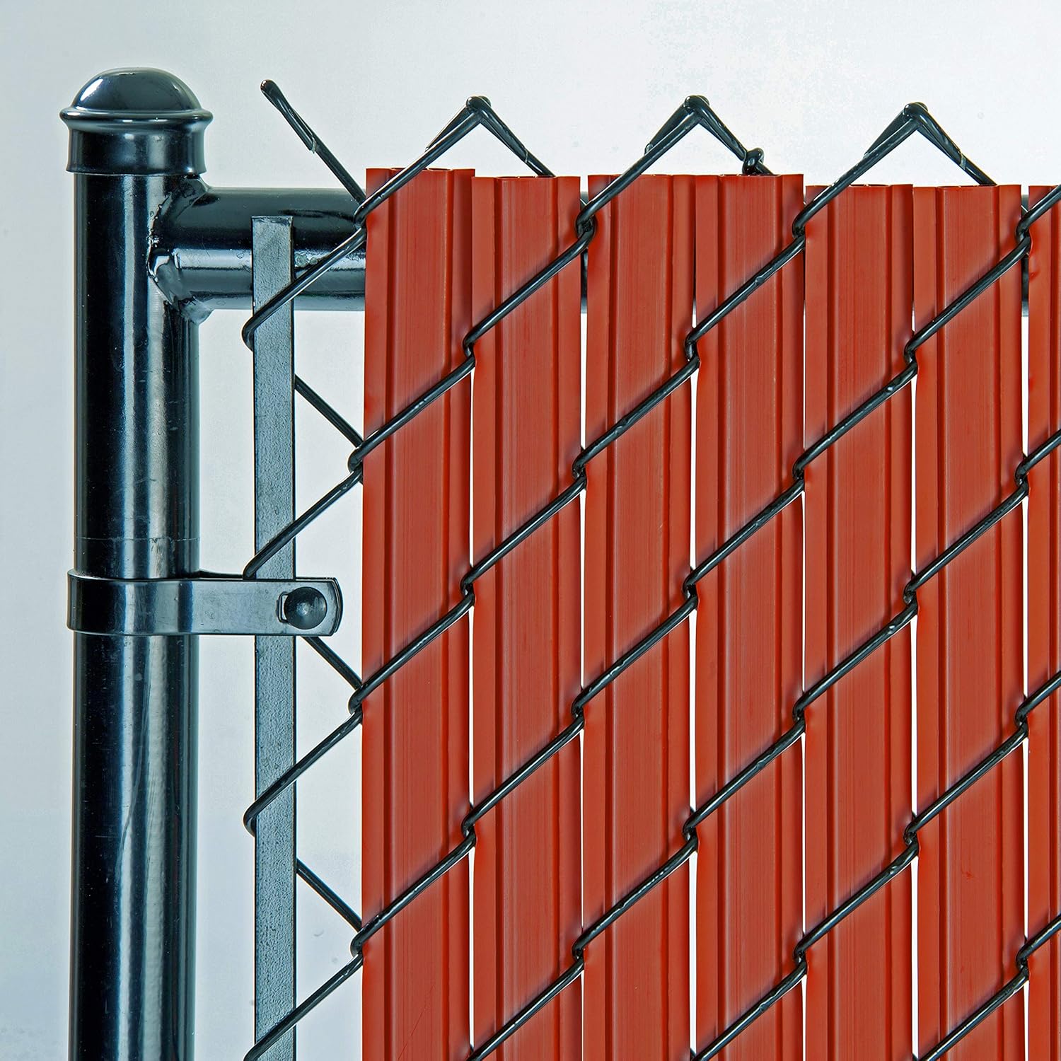 SoliTube Slat Privacy Inserts for Chain-Link Fence - Redwood