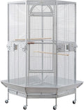 Seny Corner Bird Cage for Cockatiel Parakeet (White) - Space Saving