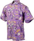 Mens College Sports Fan Hawaiian-Vintage Floral Short Sleeve Button