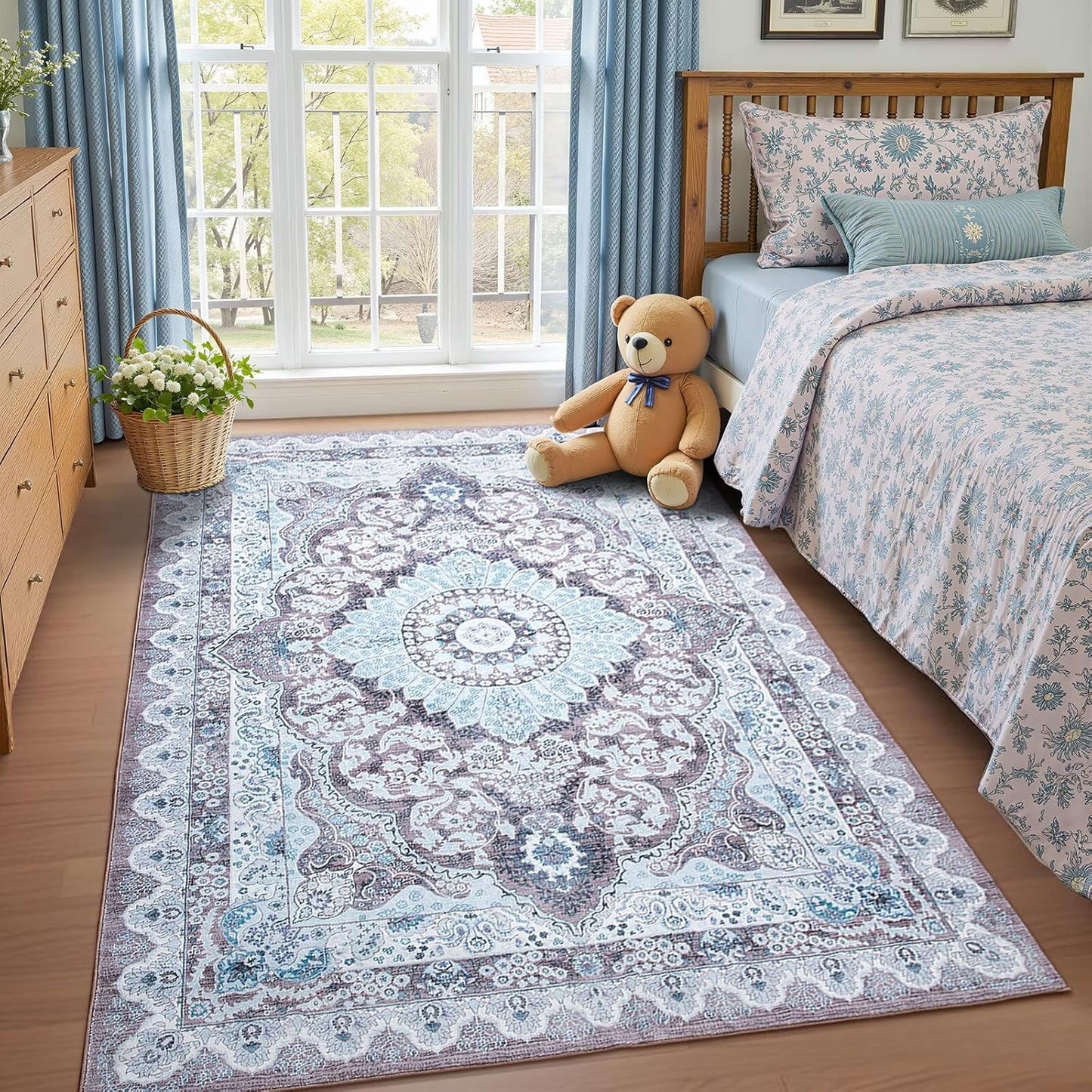 4x6 Area Rug for Bedroom with Non-Slip Backing for Living Room