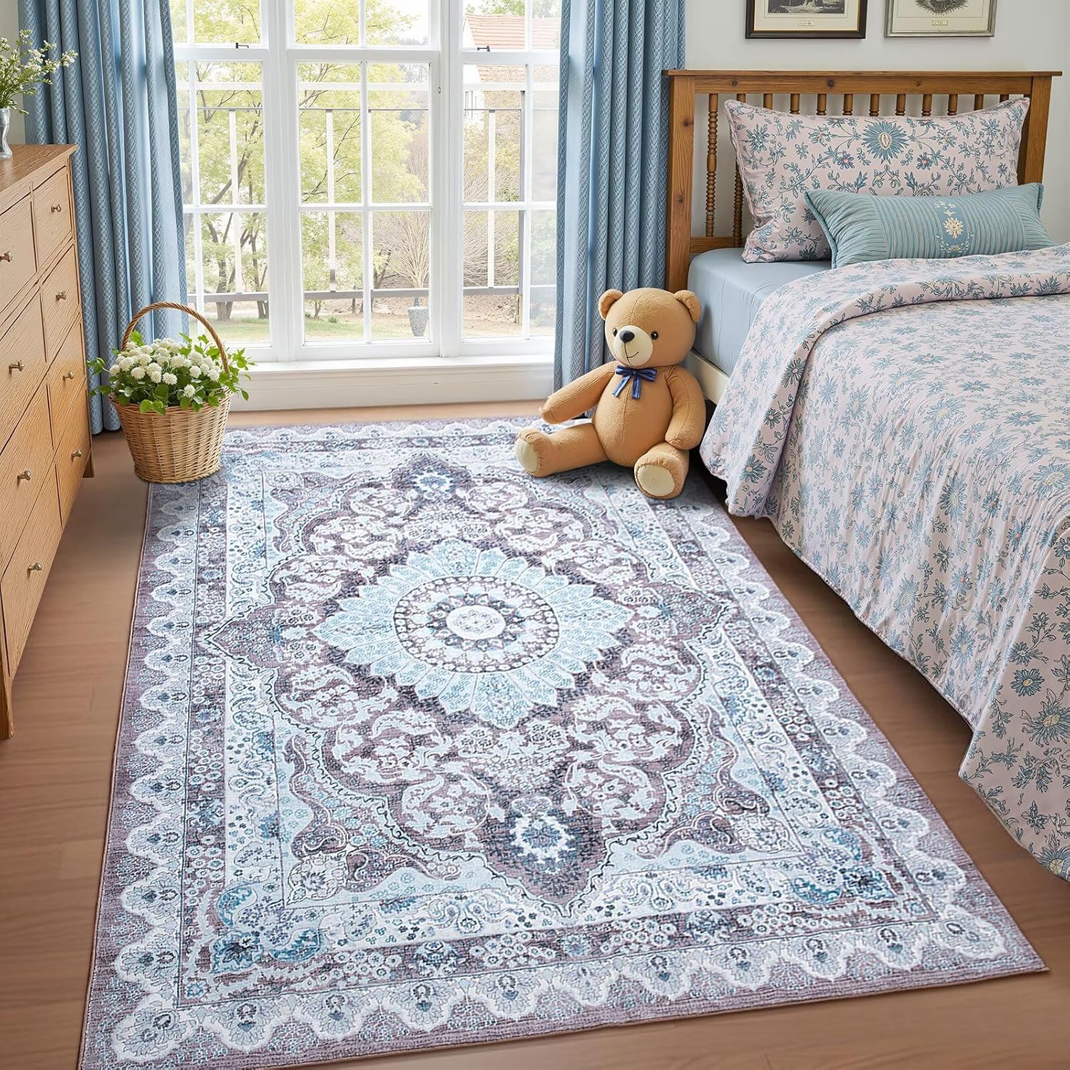 4x6 Area Rug for Bedroom with Non-Slip Backing for Living Room