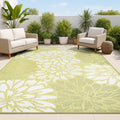 Floral Textured Weave Indoor Outdoor Area Rug 4x6 - Green/Cream