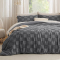 Bedsure Queen Size Comforter Set Dark Grey - Boho Tufted Checkered