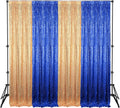 Blue and Gold Sequin Backdrop Curtain for Events and Parties