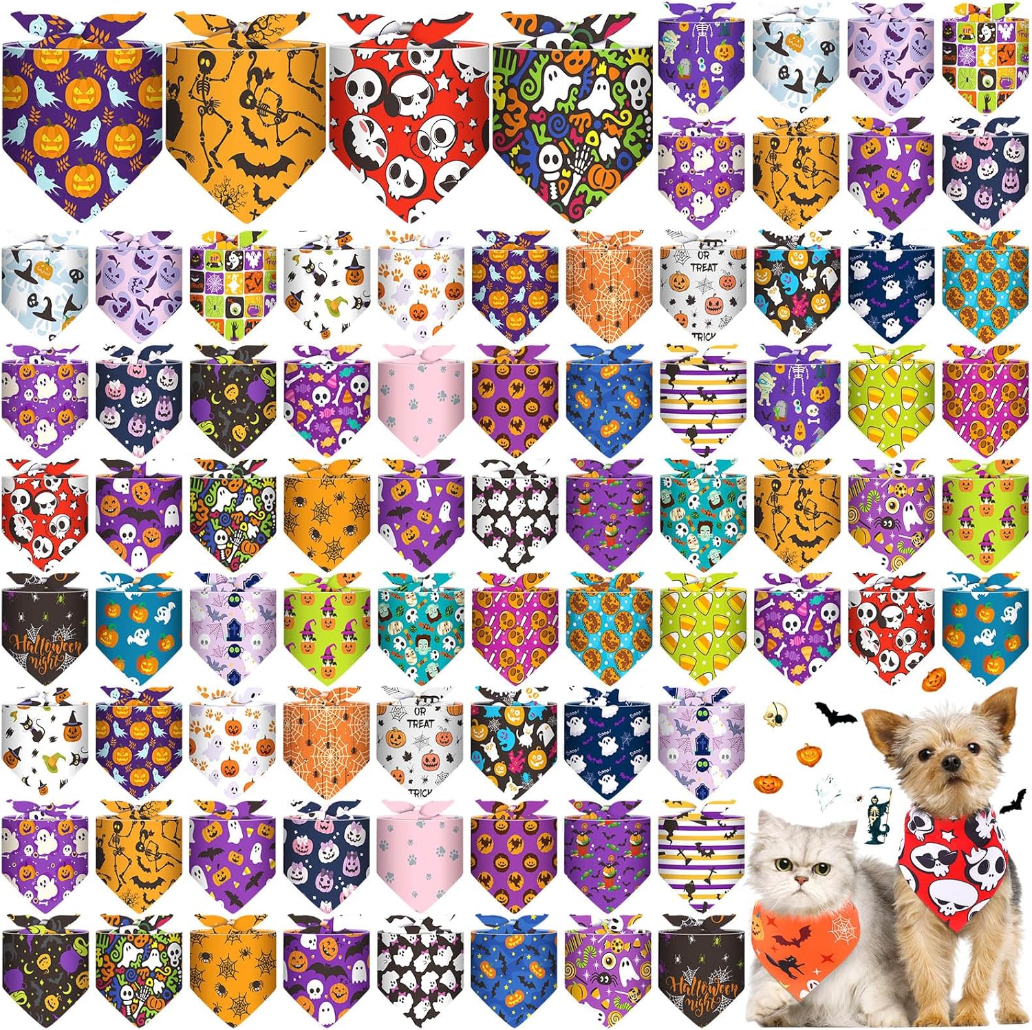 Halloween Dog Bandanas Bulk 72 Packs for Stylish Pets