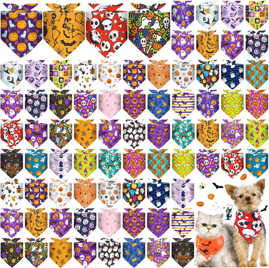 Halloween Dog Bandanas Bulk 72 Packs for Stylish Pets