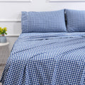 Best Season Cotton Queen Sheet Set 4 Piece Gingham - 400TC Cotton
