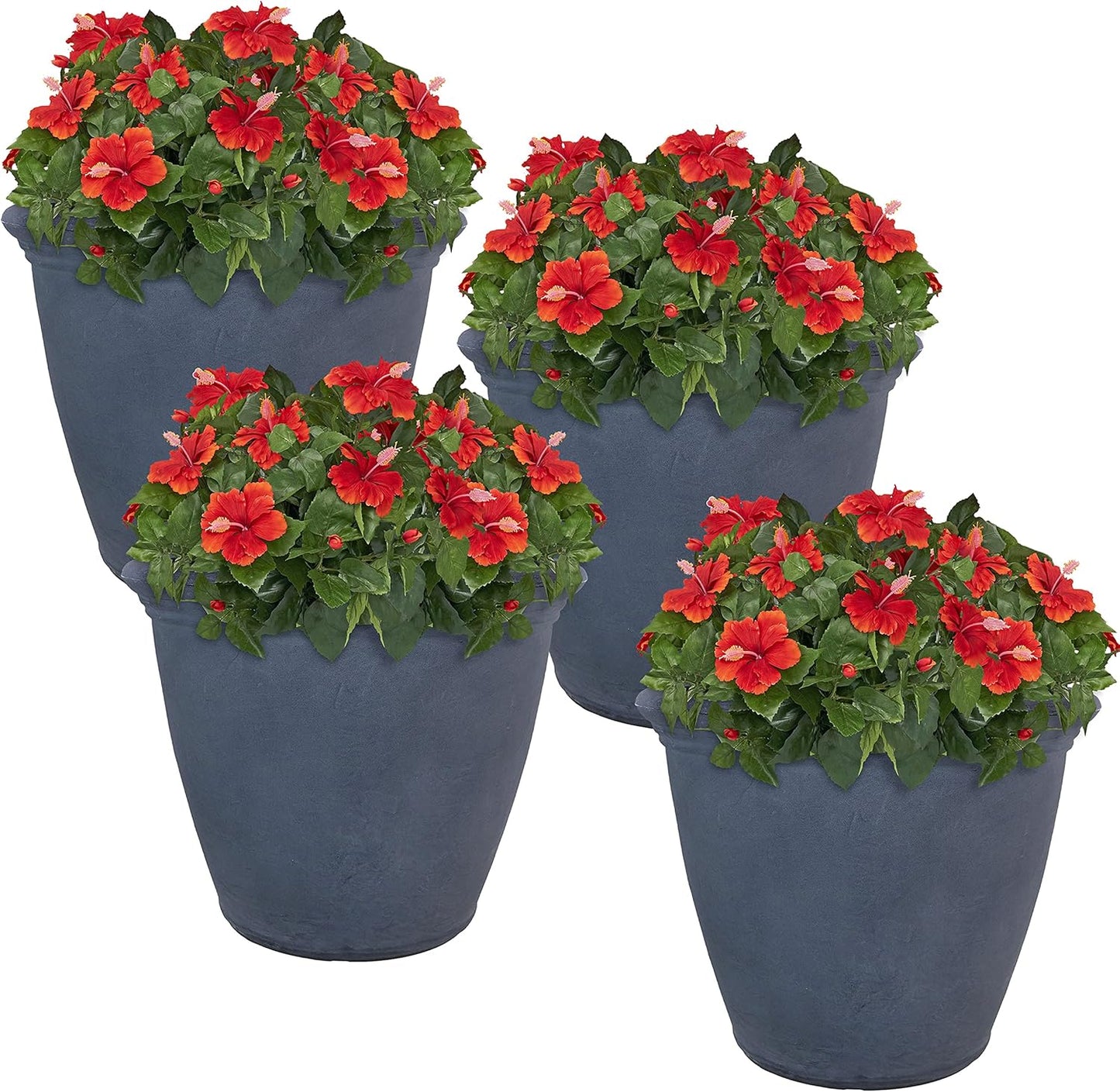 Sunnydaze 20-Inch Anjelica Large Plastic Pot for Plants - 4pk
