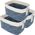 Stylish White and Blue Cotton Rope Storage Baskets for Organizing