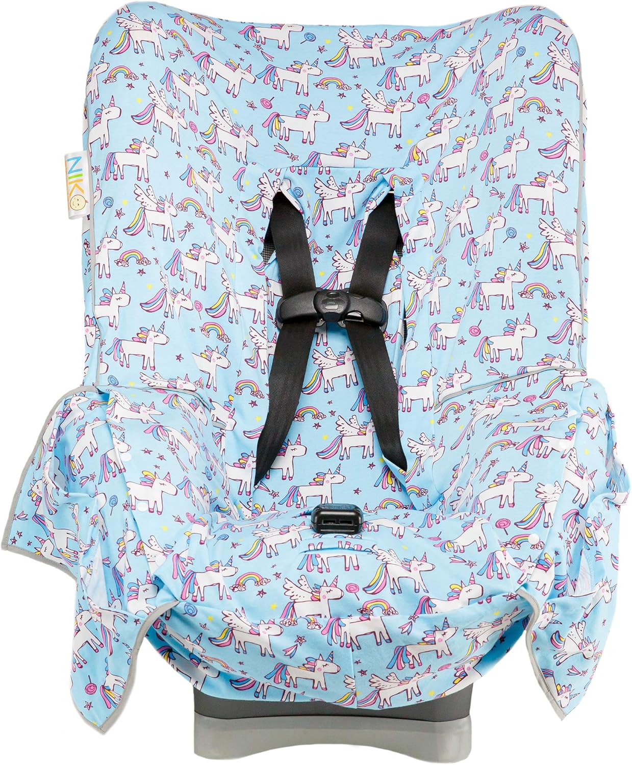 Niko Easy-Wash Children's Car Seat Cover - Blue Unicorn Design