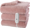 Dowin Pink Heated Blanket Full Size Throw - Ultra-Soft Waffle Fleece