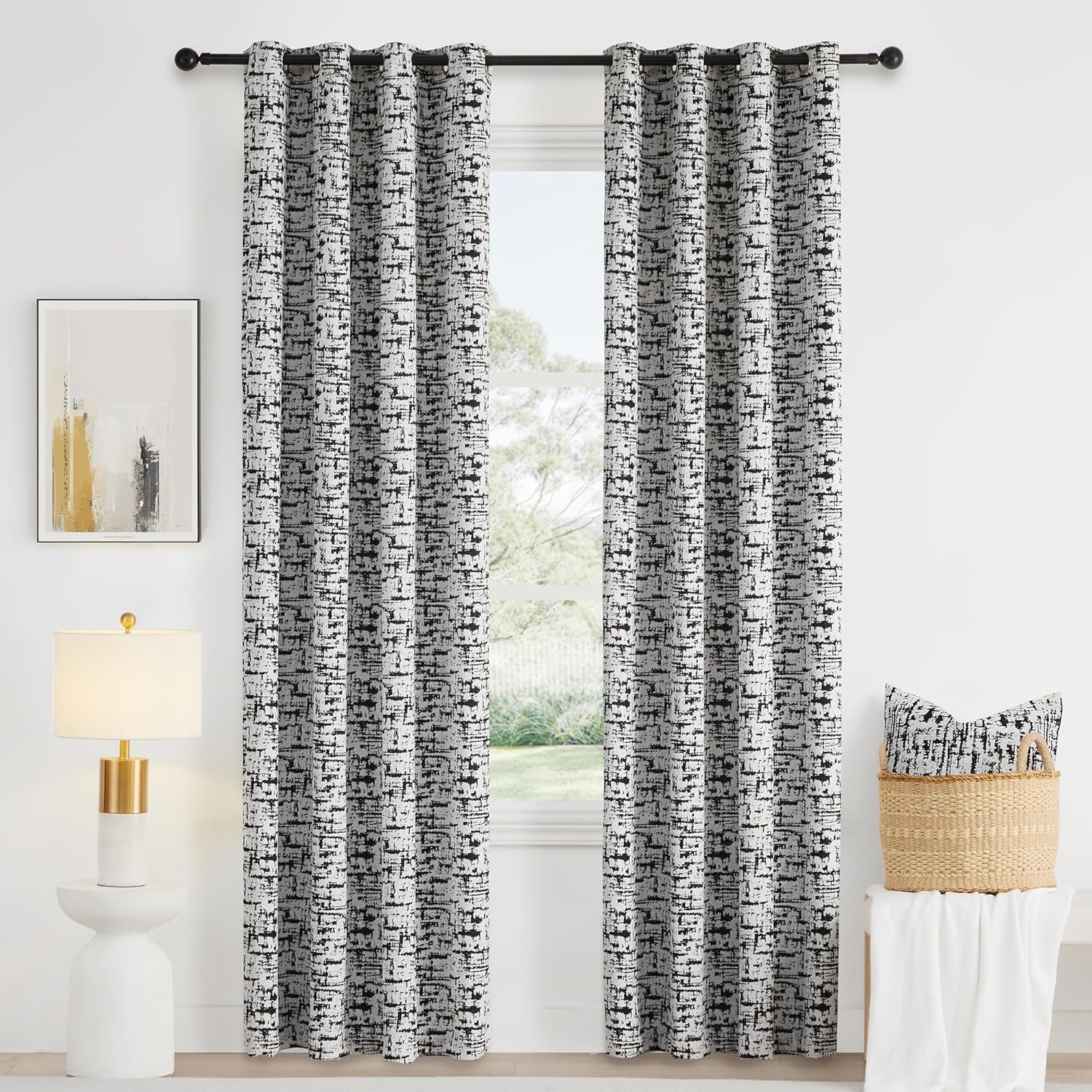 Velvet Jacquard Chenille Curtains - 108 Long x 2 Panels