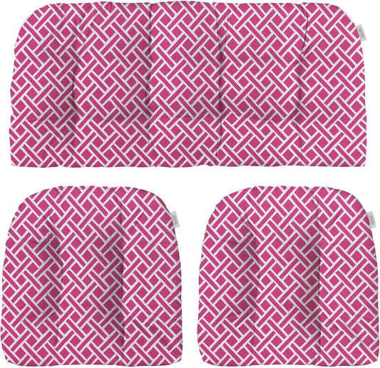 3-Piece Wicker Tufted Cushion Set for Outdoor Loveseat & Chairs