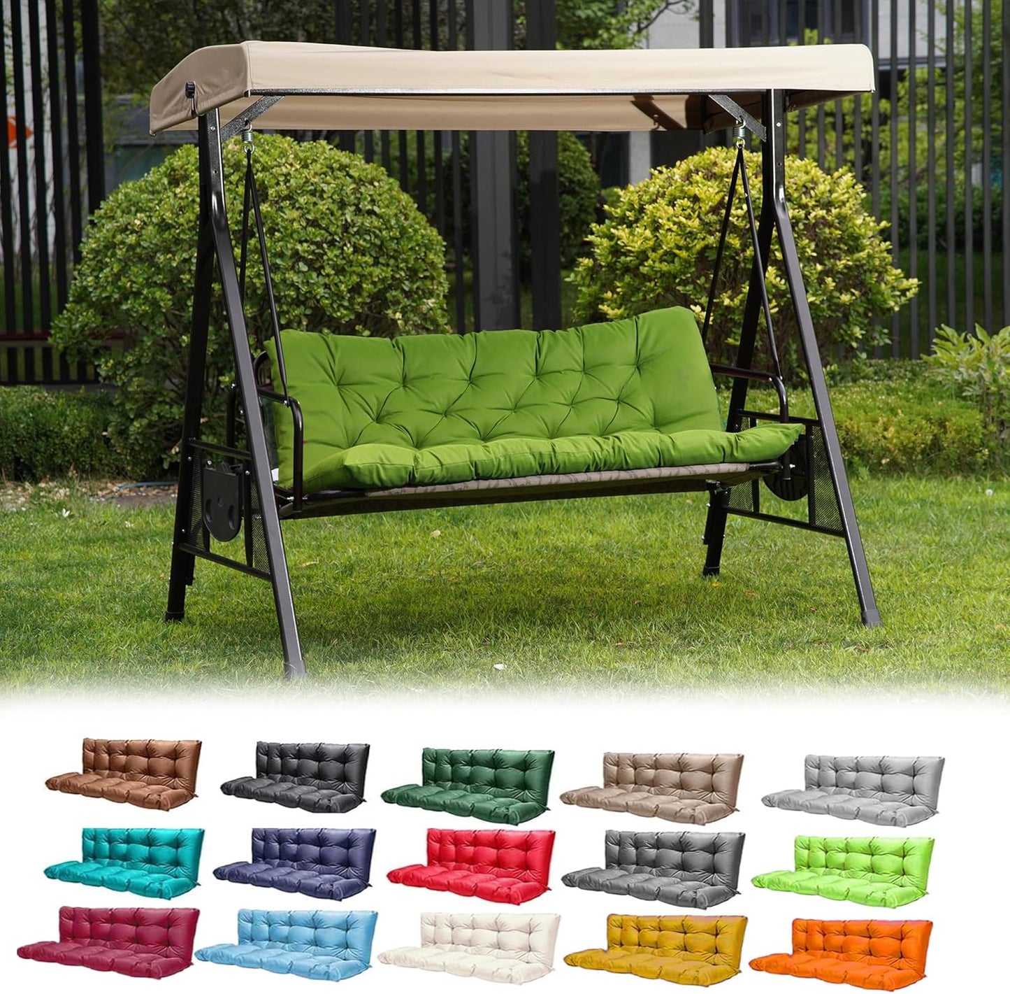 Porch Swing Cushions for 3 Seater Replacement with Backrest