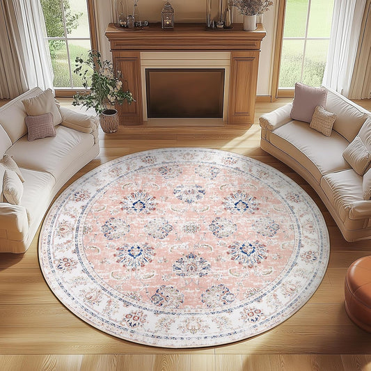 jinchan Round Rug 8ft Area Rug for Living Room and Bedroom