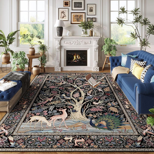 Vibrant Tree of Life 6x9 Washable Non Slip Area Rug for Home