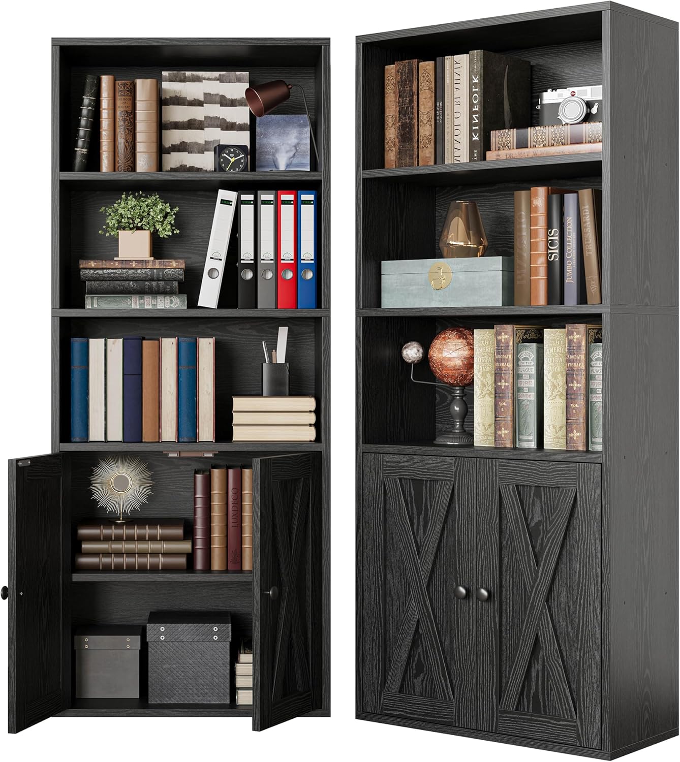 IRONCK Industrial Bookshelves with Doors for Home and Office